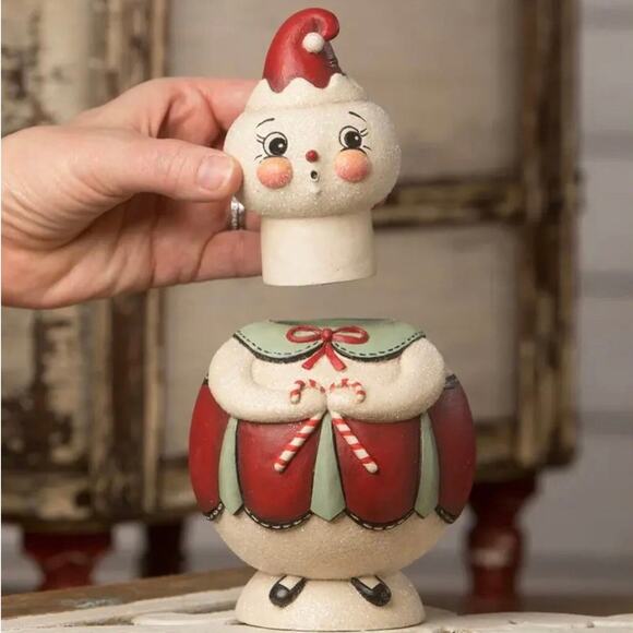 Bethany Lowe Johanna Parker Double Cane Candice Jolly Jar Snowman Christmas - Picture 2 of 8